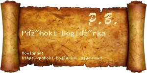Páhoki Boglárka névjegykártya